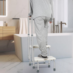 REAQER Bathtub Step with Grab Bar for Seniors… White