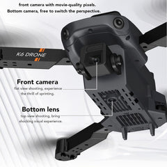 Foldable Quadcopter Drone, K6 FPV RC Quadcopter with 1080P 4K HD Dual Camera, 15 Minutes Flight Time, Intelligent Hovering and Obstacle Avoidance, 50x Zoom Wi-Fi Drone