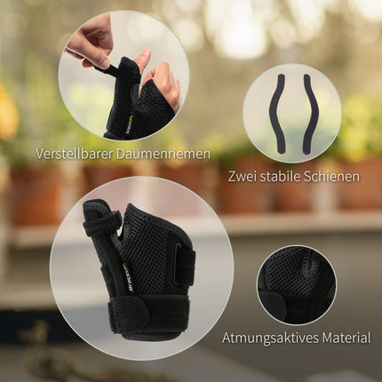 BraceUP Thumb Brace Left and Right - Thumb Splint, Thumb Orthosis, Thumb Saddle Joint Orthosis for Men and Women (Black), for Arthritis