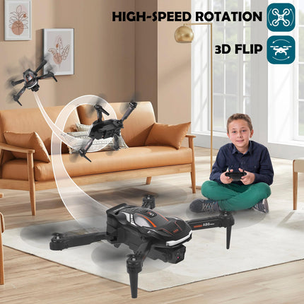 Drone with 1080P HD Camera for Kids, RC Drone with 2 Batteries, Foldable Quadcopter with FPV WiFi Transmission, Gravity Sensor, 3D Flip Mode, One-Button Takeoff/Landing, Altitude Hold Mode (Black)