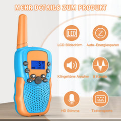Walkie Talkie, Bakoherp Two-Way Radio Children's Gifts for Boys and Girls from 3-12 Years, Woki Toki for Children with 8 Channels, LED Flashlight, LCD Screen and VOX Function for Adventure, Camping, Hiking