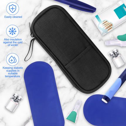 MXTIMWAN Insulin Pen Cooler Bag, Diabetic Medication Bag, Insulated Medication Bag Airplane, Cooler Diabetes Medication with 2 Ice Packs for Diabetic Supplies