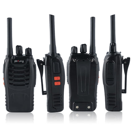 pofung Walkie Talkie Professional Radios PMR446 baofeng Talkies 88E/888S Handheld Toy Radio, Walkie Talkie with LED Flashlight &amp; Headset USB Connection (2 pieces), 94*45*30mm, black