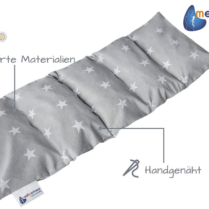 Medi Partners Cherry Stone Pillow 60x20cm 800g 100% Cotton 5 Chambers Large Organic Natural Heat Pillow Cold Therapy Removable Cover (Stars)