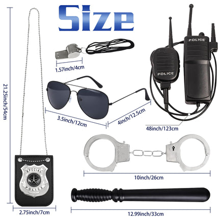 Orgoue 6 pieces police costume accessories, police accessories children's police costume for carnival (black)