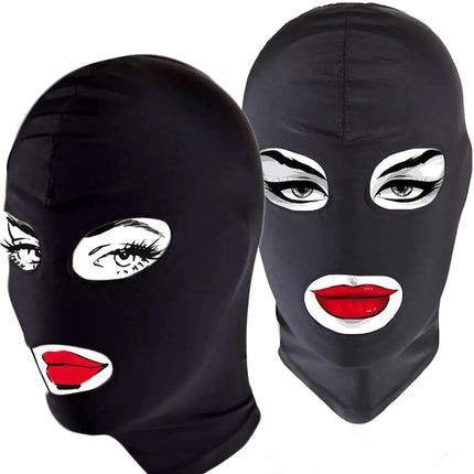 BDSM mask by FOPS 100% spandex SM mask S/M for slaves &amp; role plays stretchable up to 58 cm eyes &amp; mouth free breathable &amp; comfortable perfect for hot control &amp; stimulation games black FOPS B23-1