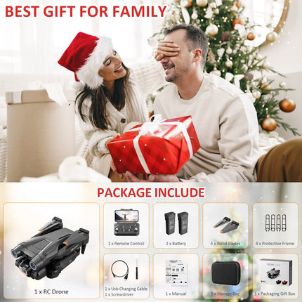 Mingfuxin Foldable Drone with Camera for Beginners, RC Quadcopter Drone with App WIFI FPV Live Video, Altitude Hold, Headless Mode, One-Key Takeoff and Landing for Adults and Kids