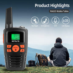 Retevis RA635 Walkie Talkie, Long Range PMR446 Walkie Talkie for Adults, Kids, 16CH, CTCSS/DCS, VOX, LED Flashlight, Royalty-Free Gifts for Easter Skiing Outdoor Activities