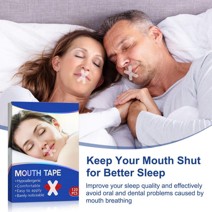HonLena Mouth Tape for Sleeping, 120 Pieces Mouth Patches for Sleeping, Mouth Adhesive at Night, Anti Snoring Patches and Snoring Patch Sleep Tape, Helps Against Snoring and Develops Nasal Breathing Habits