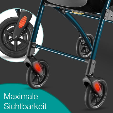 ELONEO Rollator for Homes, 54cm Wide, Foldable and Lightweight, Including Tray &amp; Fabric Basket, Narrow Rollator for Homes, Indoor Rollator, Foldable, Aluminum, Mobility for Home, Anthracite