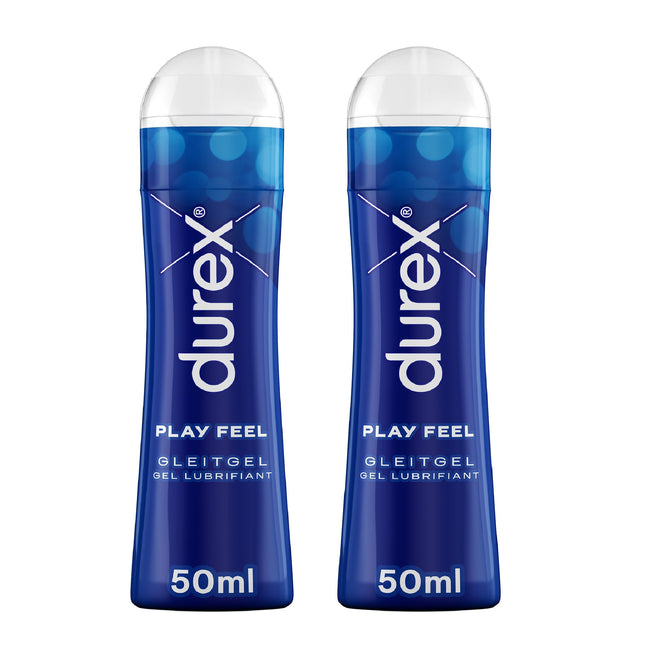 Durex Play Feel Water-Based Lubricant - Light, silky lubricant for realistic sensations in a practical dosing bottle, (2 x 50 ml), 100 ml
