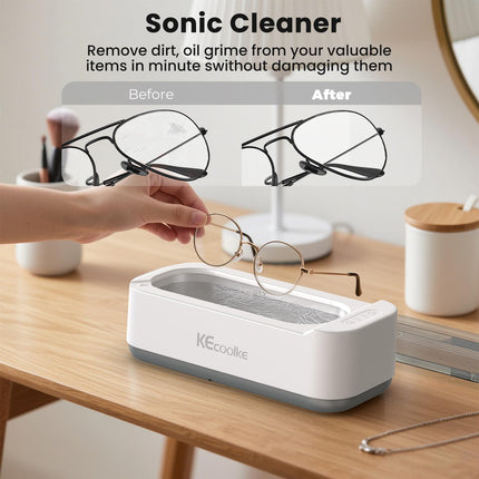 Ultrasonic cleaning device Ultrasonic cleaner Ultrasonic device KECOOLKE 400ml Sonic Cleaner with digital timer for glasses, rings, coins, finger rings, money