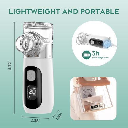 Inhalers for adults/children, Berrlly portable inhaler, saline solution for inhalation, inhalation solution, suitable for colds and respiratory problems, electric, quiet, with mouthpiece and mask