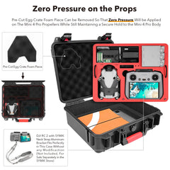 SYMIK Two-layer waterproof case for DJI Mini 4 Pro, Professional drone case bag for DJI Mini 4 Pro/3/Pro, RC/RC2/N1/N2, Fly More Combo drone accessories P330-MMDL