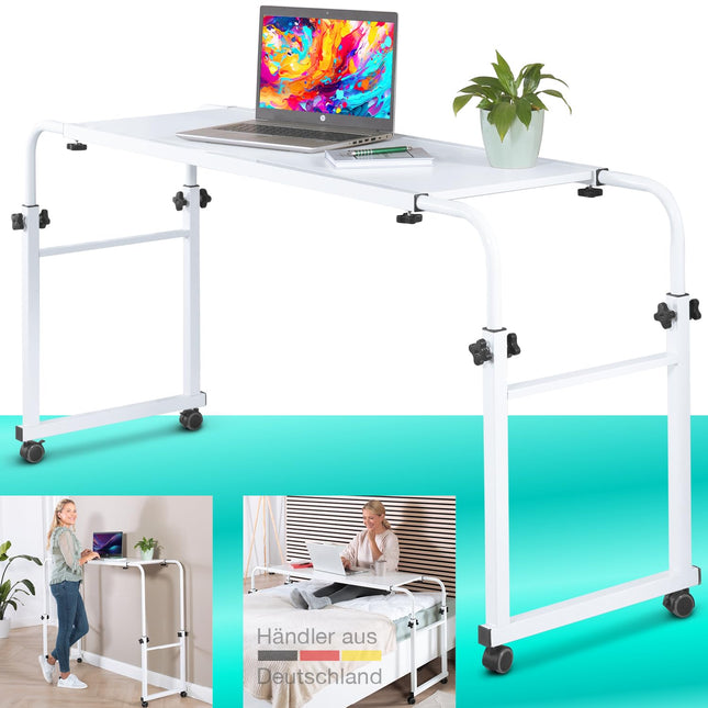 ELONEO maxVitalis overbed table on castors, height-adjustable/width-adjustable, overbed table, mobile desk, nursing table, laptop table, bedside table, width 119-190 cm &amp; height 78-120 cm