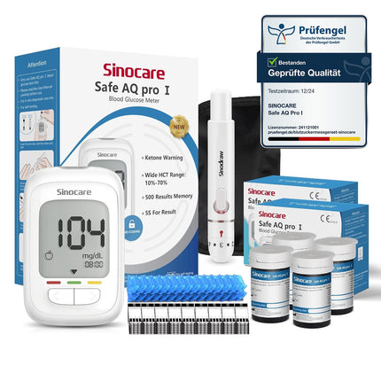 Blood Glucose Meter Set with 100 Test Strips, Glucose Monitor with 100 Lancets, Most Accurate Silver Electrode, Ketone Warning, mg/dL