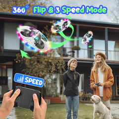 Drone RC UFO for children and beginners, remote-controlled aircraft with light, RC aircraft helicopter quadcopter with automatic hover function and 2 batteries (15 mins)