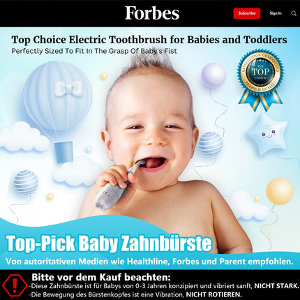 Electric Toothbrush Children Baby Toothbrush Children's Toothbrush Electric from 1 2 3 Years with LED Light Integrated Timer 90% Rounded Bristles Baby Toothbrush for Toddlers from 6 Months (Blue Penguin)