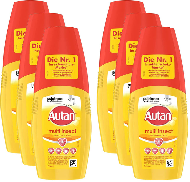 Autan Multi Insect Pump Spray, multi-insect protection against mosquitoes, biting flies, and ticks, 6-pack (6 x 100 ml)