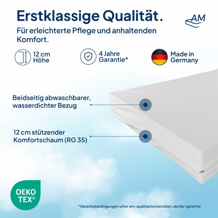 Standard care mattress 100x200cm - Standard for home care - 12cm height - Made in Germany - 100 x 200cm
