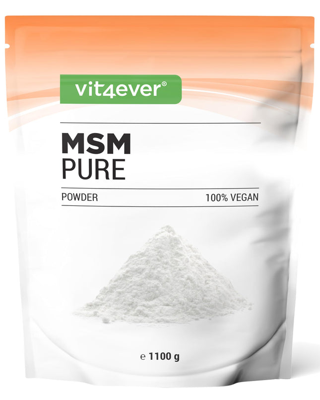 MSM Powder - 1.1 kg (1100 g) - 99.9% pure crystalline methylsulfonylmethane - Mesh factor 40-80 - Organic sulfur - Vegan