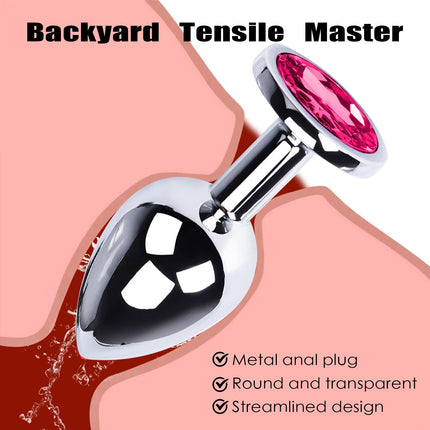 3 Pieces Small Medium Large Metal Anal Plug Set with Crystal Diamond Sex Toy, Butt Plug Anal Butt Plug, for Women Men Couples Beginners for Women Men Plug Metal Set (Dark Purple)