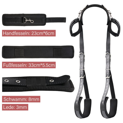 Hallowa BDSM Sex Bondage Restraints, Bondage Set with Handcuffs and Ankle Cuffs, Adjustable Thigh Bandage Ropes and Soft Neck Support, Sex Toys for Couples Sex Toys