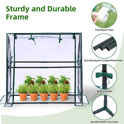 Ohuhu Mini Greenhouse Indoor Greenhouse PVC Film Greenhouse with Waterproof Mat, Tomato House Film Greenhouse Small for Seedling Plant Indoor Herb Garden 91.5x45.5x84 cm