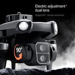 RC Drone, 4K Dual Camera, 50x Zoom, 4-Sided Obstacle Avoidance, Optical Power Positioning Hovering, WiFi Remote Control Gravity Sensing Quadcopter with LED Light