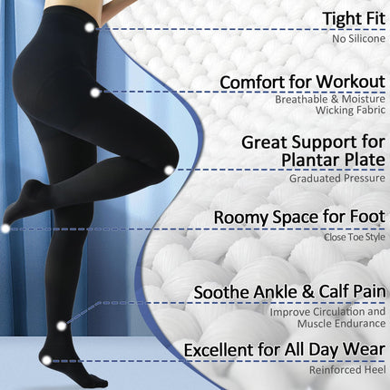 beister Medical Compression Stockings Women Long, 20-30 mmHg Support Stockings Men, Opaque Toe Wrap Compression Pants Class 2 Solid Support for Varicose Veins, Edema