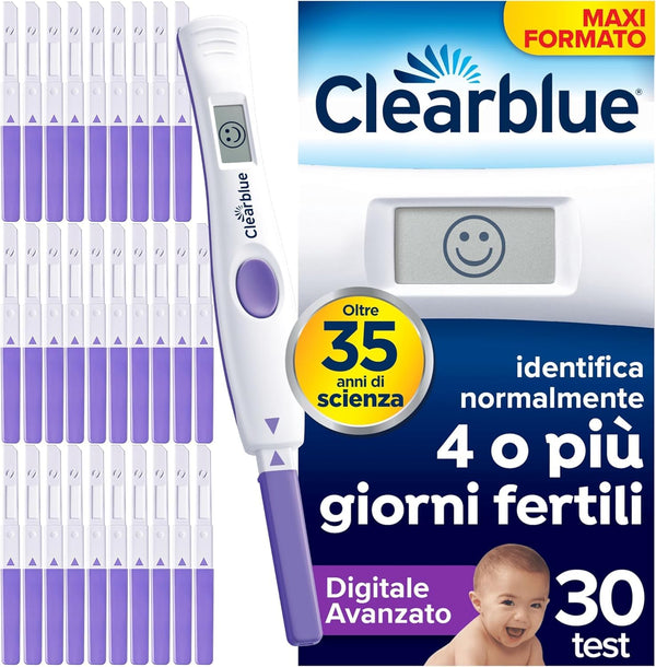 Clearblue Advanced Digital Ovulation Test. Increase your chances of getting pregnant. Includes 1 digital stick holder and 30 sticks.