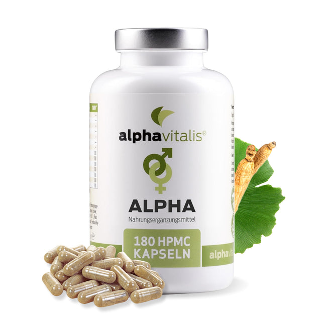 alphavitalis ALPHA Men capsules for long-term use with zinc (for normal fertility and reproduction), amino acid L-arginine, Maca Black, Tribulus Terrestris, Ginkgo, Ginseng