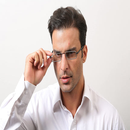 KoKoBin 2 pieces reading glasses with ultra-light TR90 frame reading aid half glasses made of metal frame with half-frame vision aid with glasses case for women and men +1.5