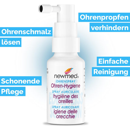 newmed Ear Spray 30ml - Treatment of earwax plugs in adults and children | Systematic ear cleaning