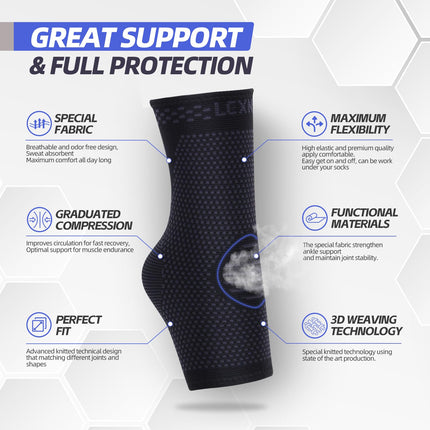 2 Pack Ankle Brace, Professional Ankle Support for Women/Men Compression Socks Foot Brace for Plantar Fasciitis, Arthritis, Sprained Ankles, Achilles Tendon, Joint Pain, Sports