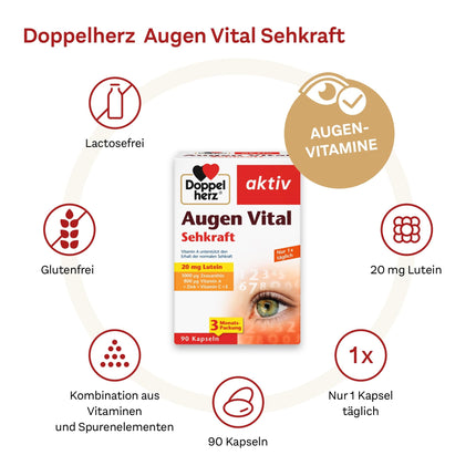 Doppelherz Augen Vital - With Lutein &amp; Zeaxanthin - Vitamin A and Zinc contribute to the maintenance of normal vision - 90 Capsules