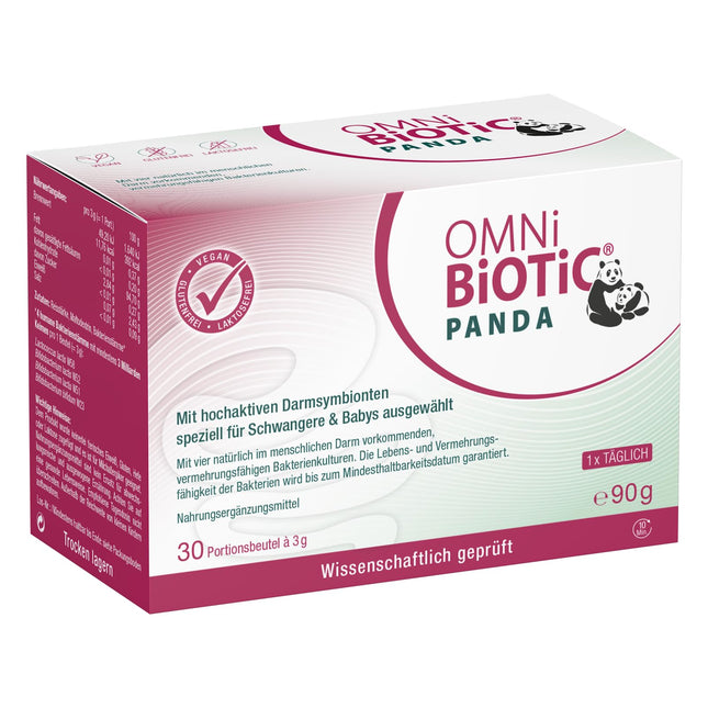 OMNi BiOTiC PANDA, 30 servings (90g), 4 bacterial strains, 3 billion germs per daily dose, Powder, Vegan, Gluten-free, Lactose-free, For daily use, Suitable for mother and child