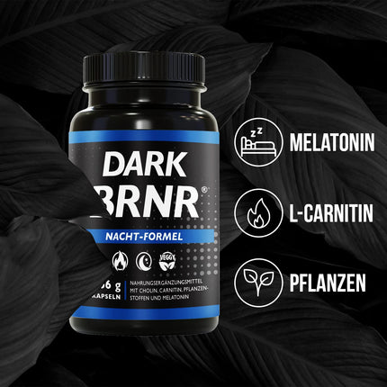 BRNR DARK BRNR Night Formula with Melatonin and L-Carnitine, Metabolic Formula with Choline and Vitamin B6, 120 Capsules