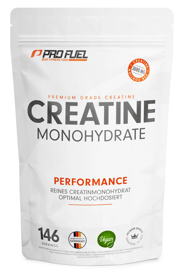Creatine Monohydrate Powder 500g - Creatine monohydrate in micronized quality with optimal high dosage - pure, without additives, 100% vegan - for 146 applications