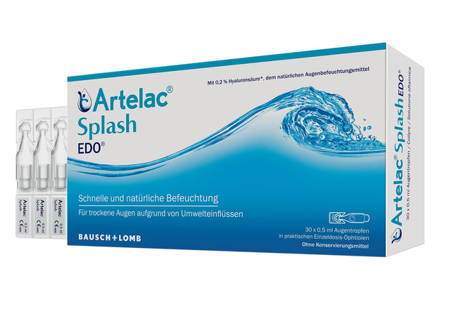 Artelac Splash EDO eye drops: Eye moisturizer with hyaluronic acid for dry eyes, lubrication and rewetting of contact lenses, 30 x 0.5 ml