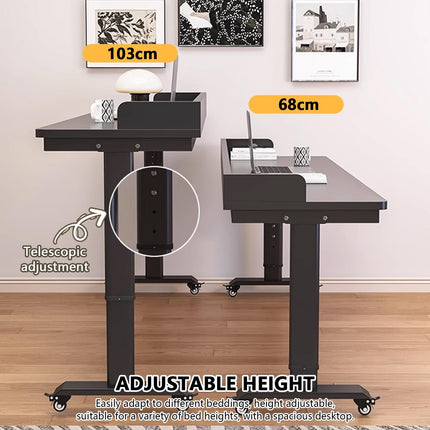 DSEWTEZXI Height adjustable bedroom bedside table, modern laptop table with wheels, standing desk on wheels, mobile computer table on wheels, nursing bed side table, for home and office.