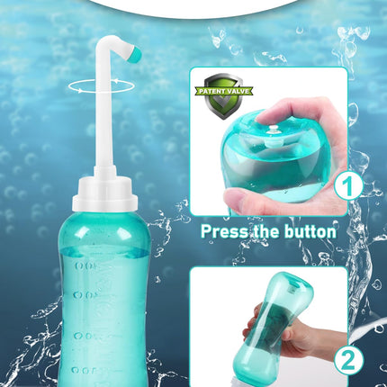 Butt shower 500ML, pod shower with button, butt shower with double nozzle, portable bidet, peri bottle intimate shower postpartum woman, bidet toilet waterproof
