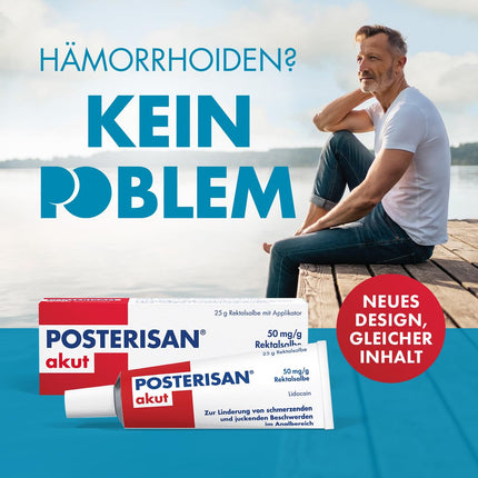 Posterisan acute 50 mg/g rectal ointment with applicator: Fast relief from pain and severe itching, 25 g