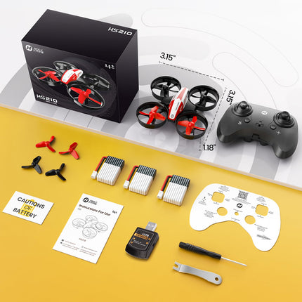 Holy Stone HS210 Kids Mini Drone for Beginners Adults, Indoor Outdoor RC Toy Quadcopter Aircraft for Boys Girls with Auto Hover, 3D Flip, 3 Batteries &amp; Headless Mode, Great