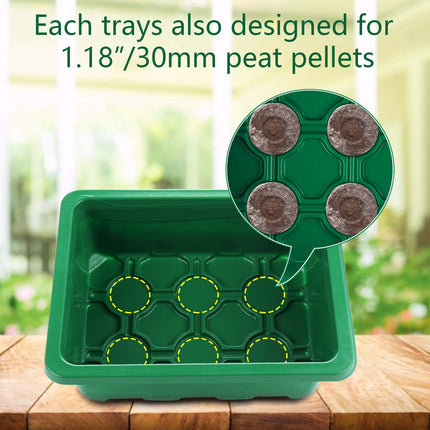 Feizeisun Growing Greenhouse 12 Pieces 144 Cells Indoor Greenhouse Grow Box Mini Greenhouse Grow Kit Greenhouse Grow Tray with Lid and Ventilation, 20 Labels, 2 Tools