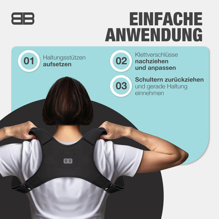 Back Bodyguard Posture Corrector - Innovative Back Straightener for an Upright Posture - Back Support - Back Stabilizer, Black, M