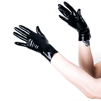 Rubberfashion Latex Gloves short - Rubber Gloves - Latex gloves for women and men pair black 0.4mm M
