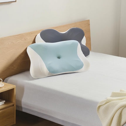 Jocoiot Neck Pillow for Neck and Shoulders, Ergonomic Contour Memory Foam Pillow with Washable Pillowcase - Gray