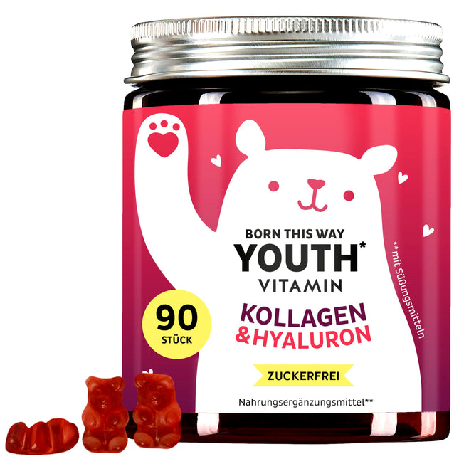 Collagen &amp; Hyaluronic Acid Gummies – Beauty complex with 2500 mg VERISOL® Collagen - Coenzyme Q10 - Vitamins C and E for natural skin care – 90 pieces – Sugar-free – Bears with Benefits
