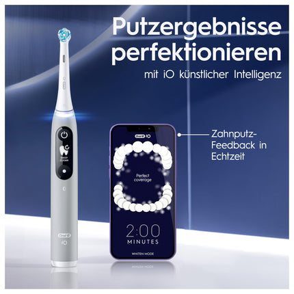Oral-B iO Series 6 Plus Sensitive Edition Electric Toothbrush, PLUS 3 brush heads, 5 brushing modes for dental care, travel case, Designed by Braun, grey opal